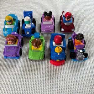 Fisher Price Little people Wheelies car lot of 8 
Train Race Car Jeep hot rod